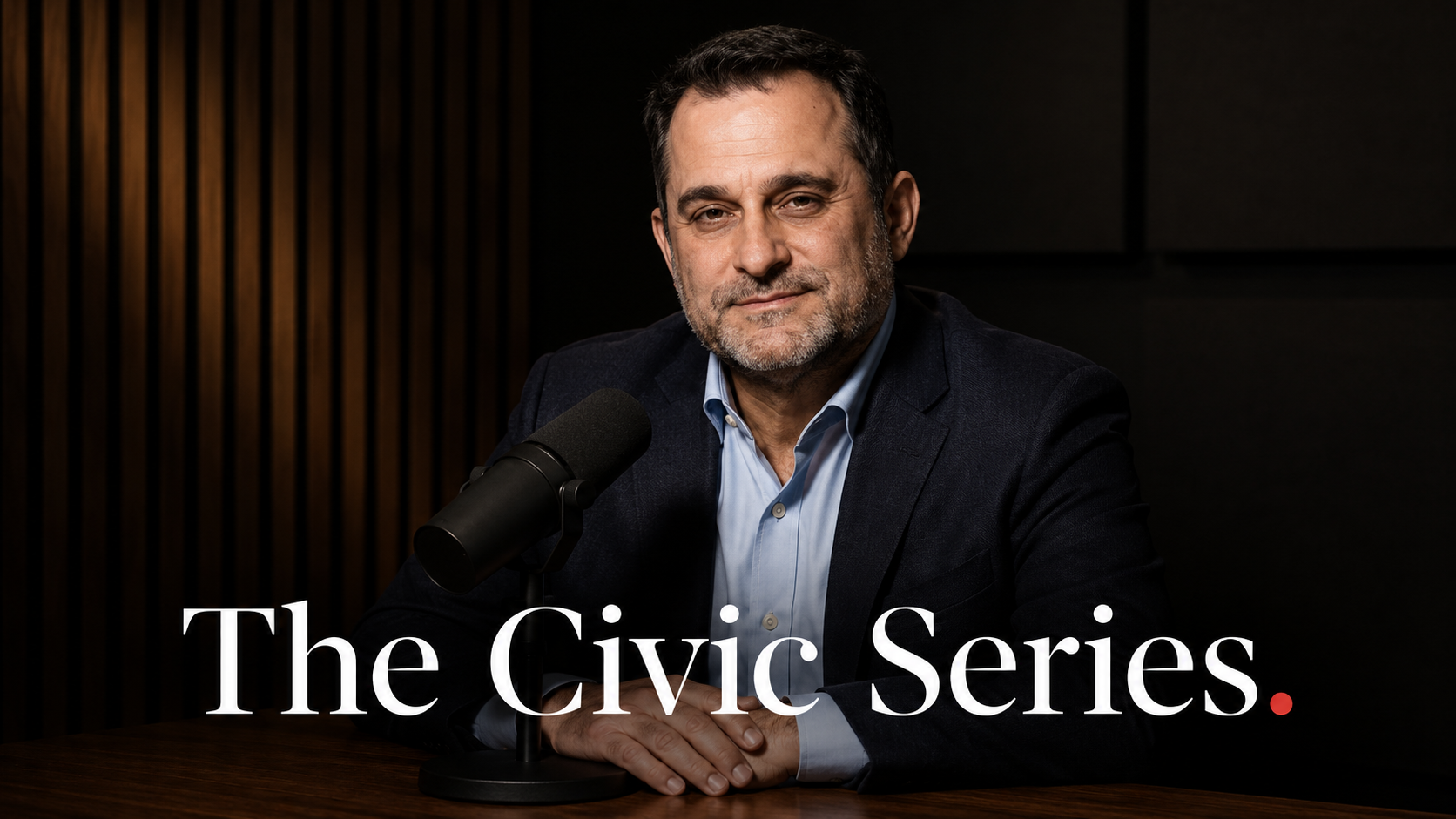 Host of The Civic Series at the advisor.TV Chicago studio table.