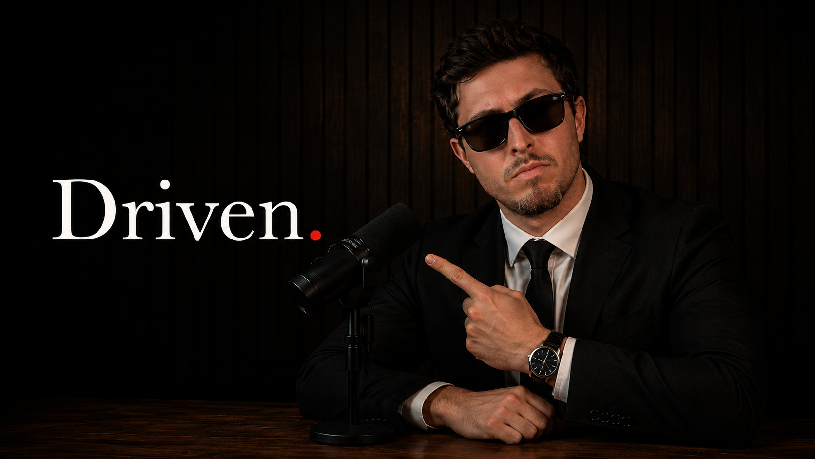 Aidan Fridman, host of Driven, at the advisor.TV studio table.